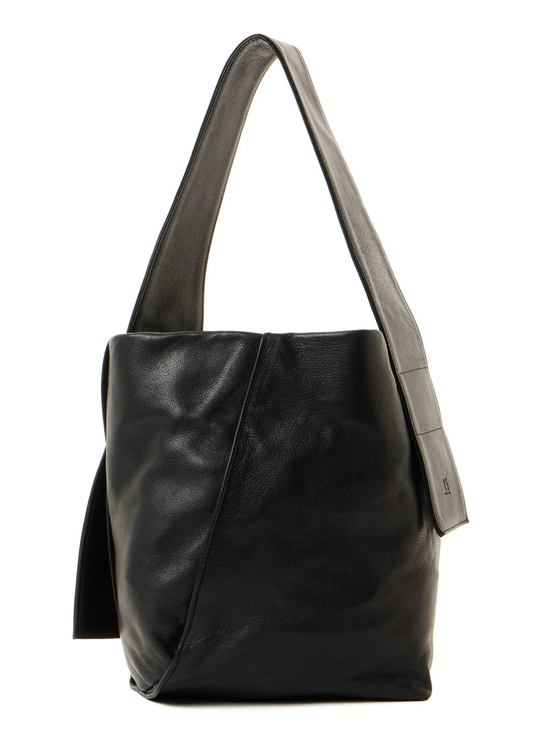 Y's UNFINISHED LEATHER MINI BAG_BLACK