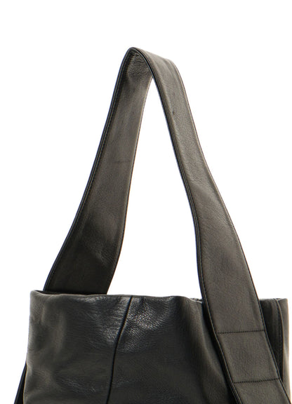 Y's UNFINISHED LEATHER MINI BAG_BLACK