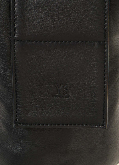 Y's UNFINISHED LEATHER MINI BAG_BLACK