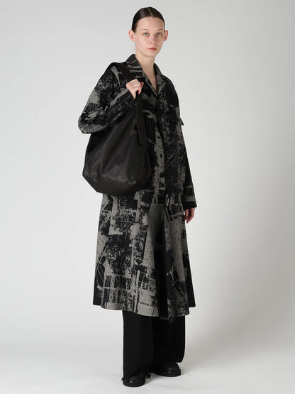 Y's UNFINISHED LEATHER SHOULDER BAG_BLACK