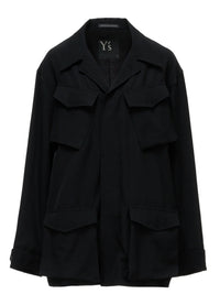 Y's WOOL GABARDINE 4 POCKET JACKET_BLACK