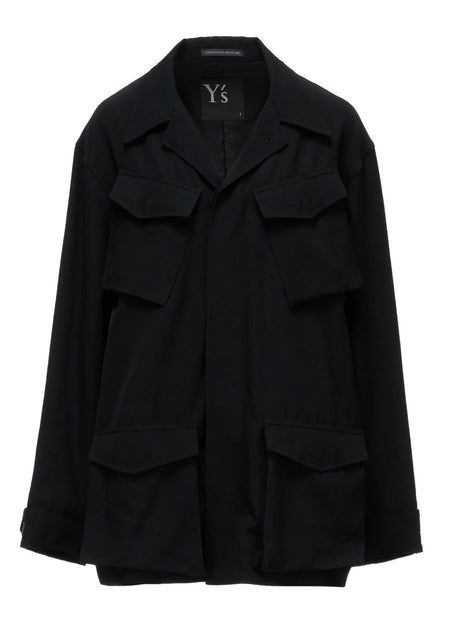 Y's WOOL GABARDINE 4 POCKET JACKET_BLACK