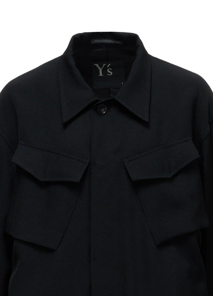 Y's WOOL GABARDINE 4 POCKET JACKET_BLACK