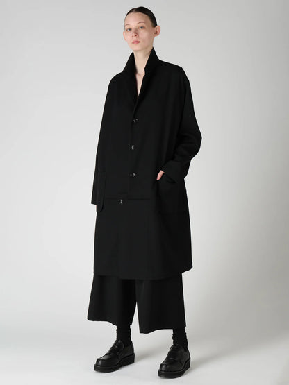Y's WOOL GABARDINE HORIZONTAL PANEL JACKET_BLACK