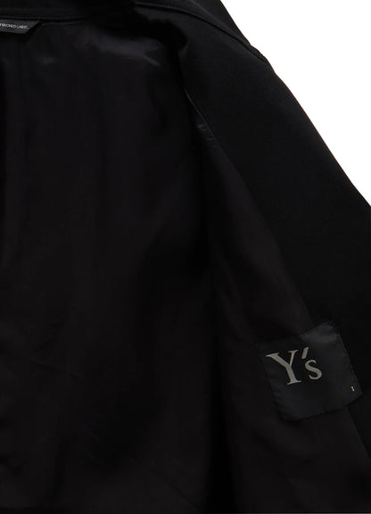 Y's WOOL GABARDINE HORIZONTAL PANEL JACKET_BLACK