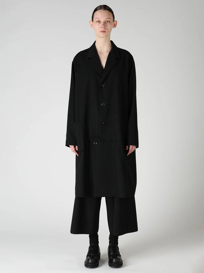 Y's WOOL GABARDINE HORIZONTAL PANEL JACKET_BLACK