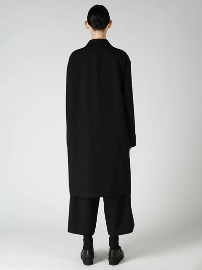 Y's WOOL GABARDINE HORIZONTAL PANEL JACKET_BLACK