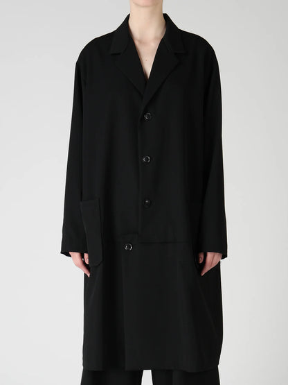 Y's WOOL GABARDINE HORIZONTAL PANEL JACKET_BLACK