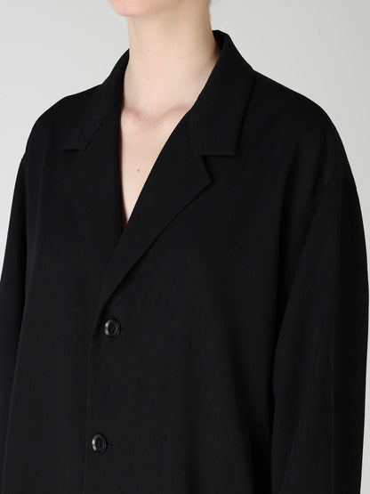 Y's WOOL GABARDINE HORIZONTAL PANEL JACKET_BLACK