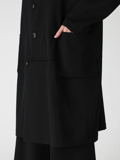 Y's WOOL GABARDINE HORIZONTAL PANEL JACKET_BLACK