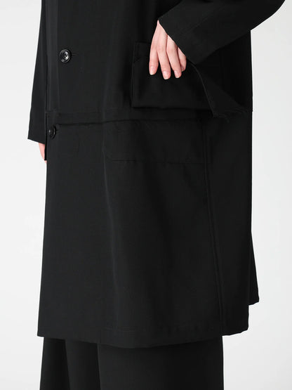 Y's WOOL GABARDINE HORIZONTAL PANEL JACKET_BLACK