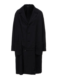 Y's WOOL GABARDINE HORIZONTAL PANEL JACKET_BLACK