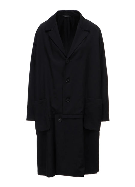 Y's WOOL GABARDINE HORIZONTAL PANEL JACKET_BLACK
