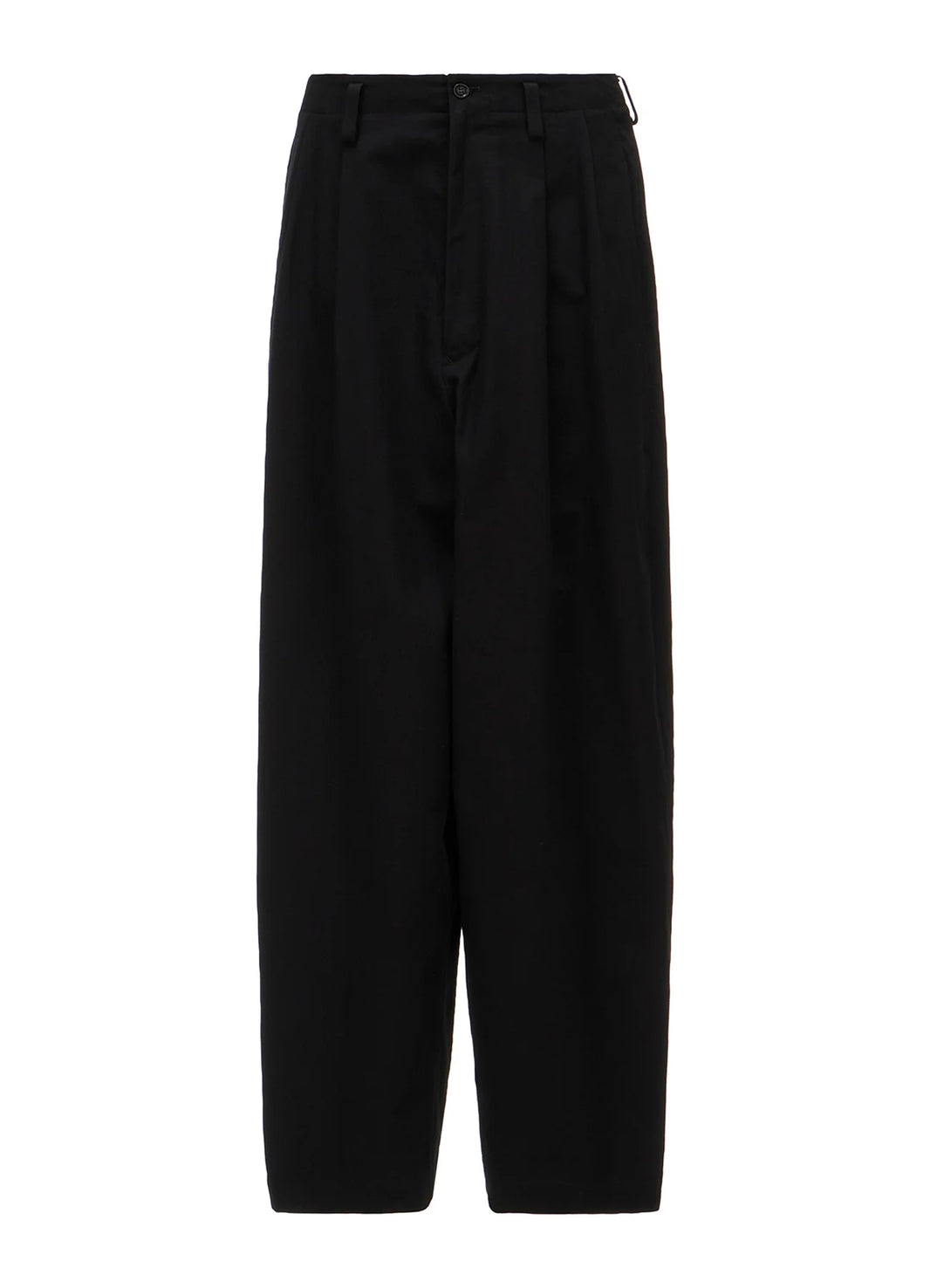 Y's COTTON TWILL 2-TUCK WIDE PANTS_BLACK