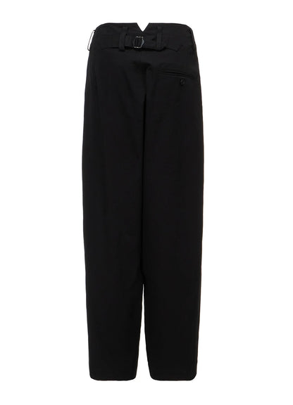 Y's COTTON TWILL 2-TUCK WIDE PANTS_BLACK