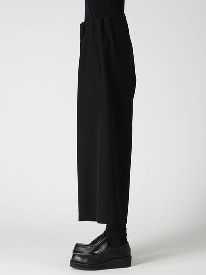 Y's WOOL GABARDINE FRONT TUCK WIDE PANTS_BLACK
