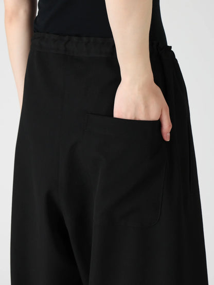 Y's WOOL GABARDINE FRONT TUCK WIDE PANTS_BLACK