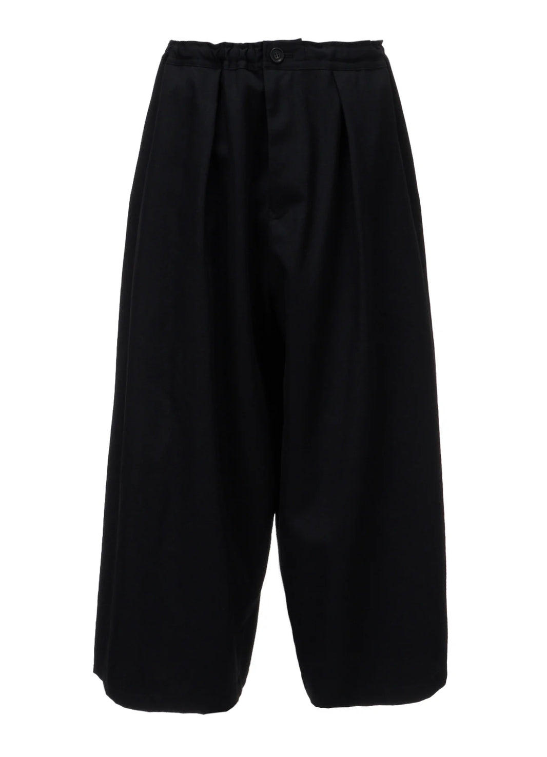 Y's WOOL GABARDINE FRONT TUCK WIDE PANTS_BLACK