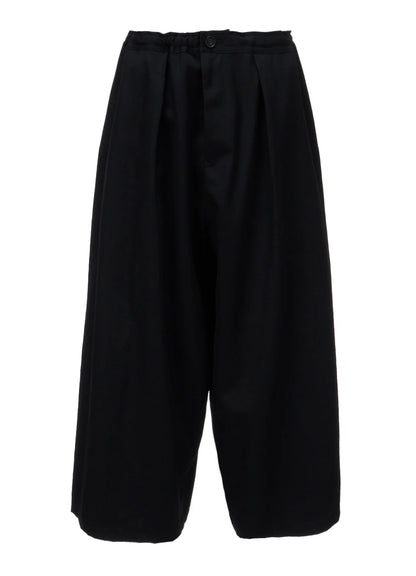 Y's WOOL GABARDINE FRONT TUCK WIDE PANTS_BLACK