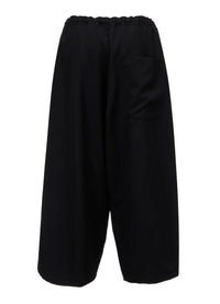 Y's WOOL GABARDINE FRONT TUCK WIDE PANTS_BLACK