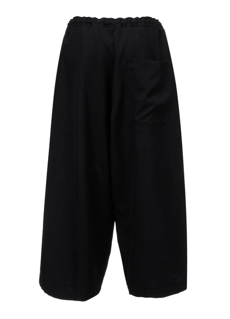 Y's WOOL GABARDINE FRONT TUCK WIDE PANTS_BLACK