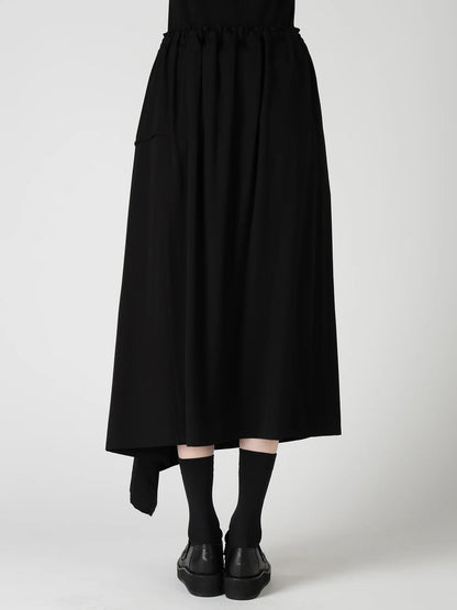 Y's VISCOSE/TRIACETATE BLEND DETACHED PANEL SKIRT_BLACK