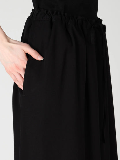 Y's VISCOSE/TRIACETATE BLEND DETACHED PANEL SKIRT_BLACK