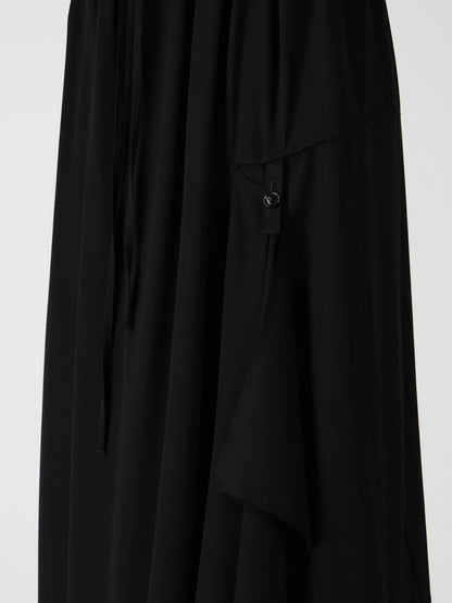 Y's VISCOSE/TRIACETATE BLEND DETACHED PANEL SKIRT_BLACK
