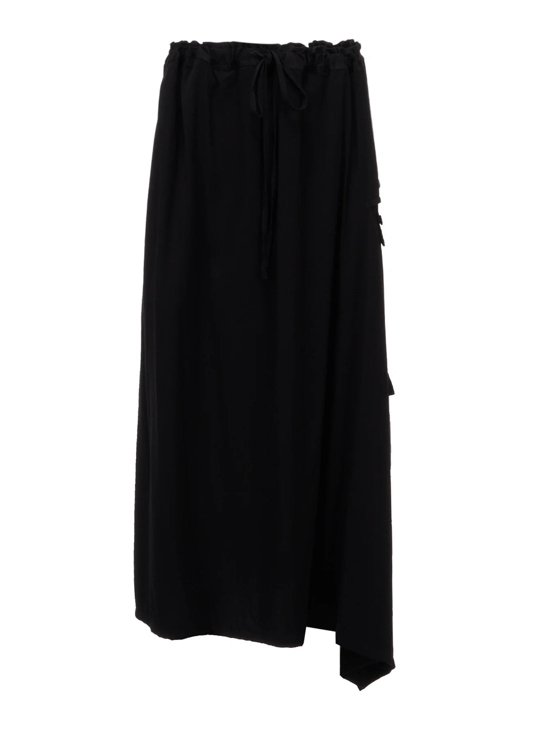 Y's VISCOSE/TRIACETATE BLEND DETACHED PANEL SKIRT_BLACK