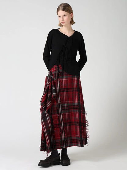 Y's WOOL JERSEY CHINESE BUTTON ASYMMETRIC CARDIGAN