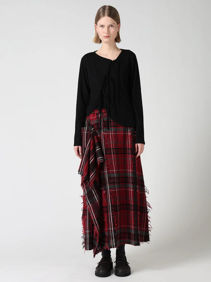 Y's WOOL JERSEY CHINESE BUTTON ASYMMETRIC CARDIGAN