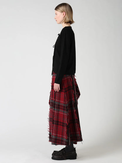 Y's WOOL JERSEY CHINESE BUTTON ASYMMETRIC CARDIGAN