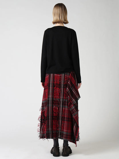 Y's WOOL JERSEY CHINESE BUTTON ASYMMETRIC CARDIGAN