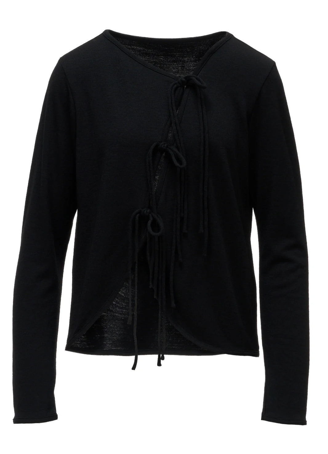 Y's WOOL JERSEY CHINESE BUTTON ASYMMETRIC CARDIGAN_BLACK