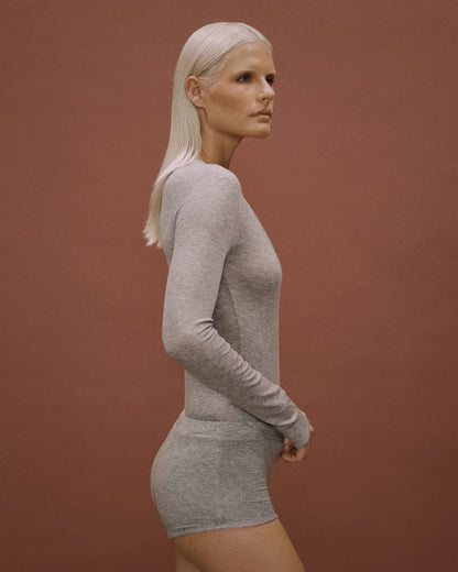 ENTIRE STUDIOS CIRCLE NECK BODY SUIT SILVER GRAIN