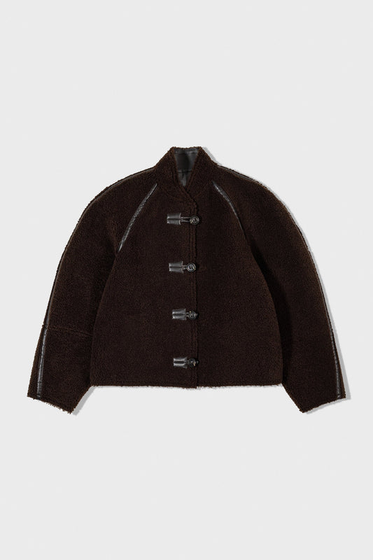 LOW CLASSIC SHORT SHEARLING REVERSIBLE COAT_BROWN