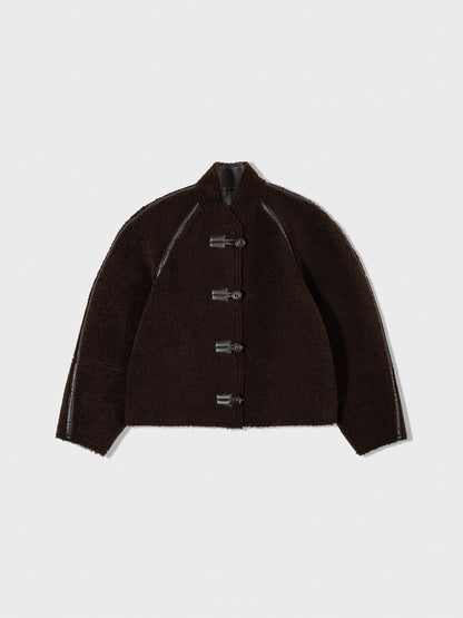 LOW CLASSIC SHORT SHEARLING REVERSIBLE COAT_BROWN