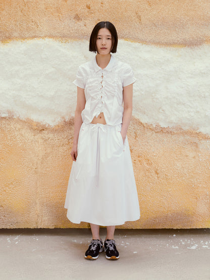 LOW CLASSIC WRINKLE HALF SLEEVE SHIRT_WHITE