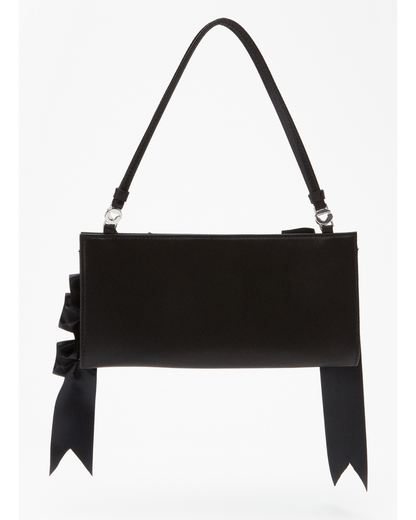 PLEATED RIBBON SATIN POCHETTE BAG