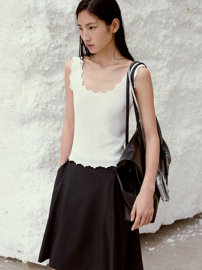LOW CLASSIC LACE EDGE SLEEVELESS KNIT_WHITE