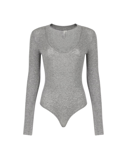 ENTIRE STUDIOS CIRCLE NECK BODY SUIT SILVER GRAIN