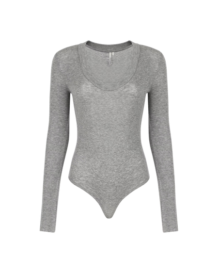 ENTIRE STUDIOS CIRCLE NECK BODY SUIT SILVER GRAIN