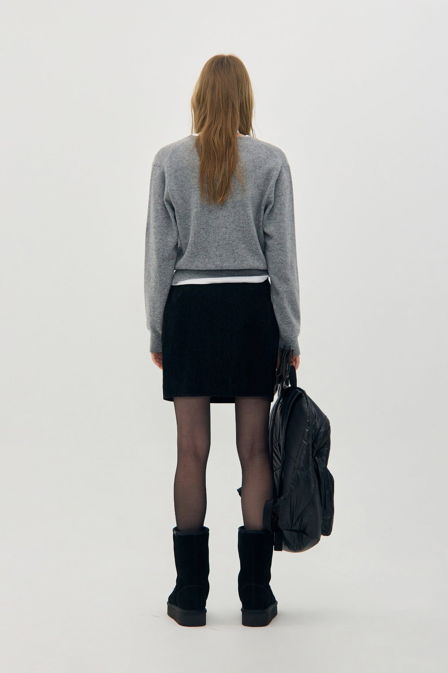 LOW CLASSIC VELVET DENIM SKIRT_BLACK