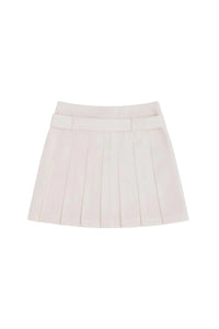 SHUSHU/TONG BELT-EMBELLISHED PLEATED SKIRT_WHITE