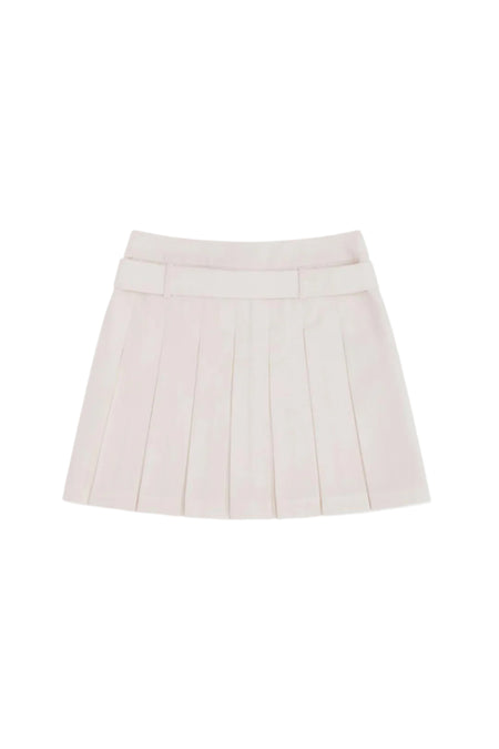 SHUSHU/TONG BELT-EMBELLISHED PLEATED SKIRT_WHITE