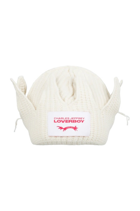 CHARLES JEFFREY LOVERBOY CHUNKY CROWN BEANIE_WHITE