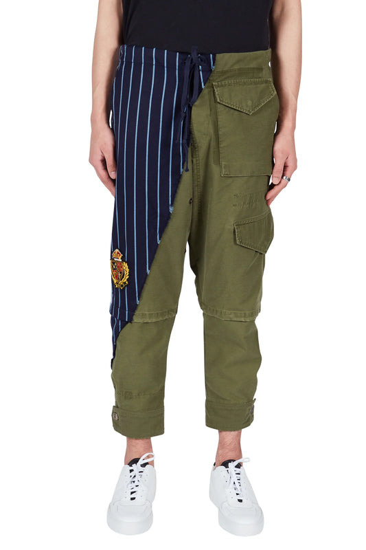 Greg Lauren Mix fabric 50/50 Lounge Pants Army/Navy