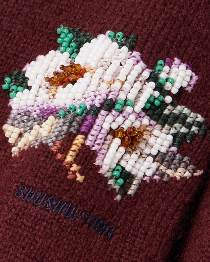 EMBROIDERED BEADED ROUND NECK CARDIGAN