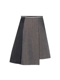 KOLOR PEARL WAIST ASYMMETRIC HERRINGBONE SKIRT