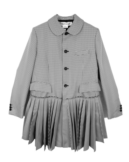 COMME DES GARÇONS COMME DES GARÇONS HOUNDSTOOTH PLEATED HEM TAILORED JACKET